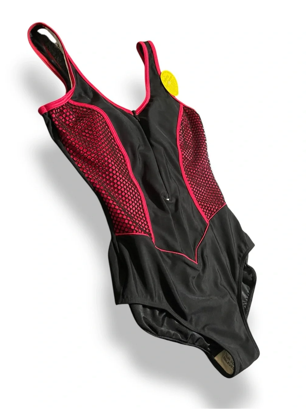 Vintage Boston Proper It Figures! Hip Hider One Piece Swimsuit Black w/ Mesh 16